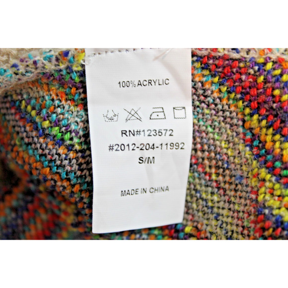 On Blue Sweater Vest Faux and Fringe Trim Accent Womens size S/M Beige Aztec - Picture 7 of 8